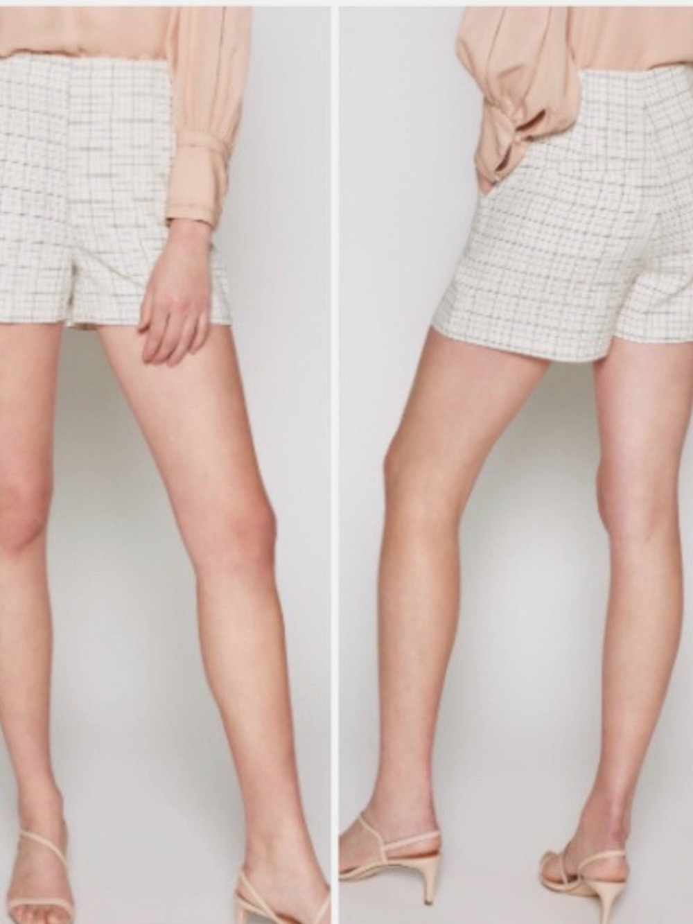 Joie Woven Check White Women's Tailored Shorts